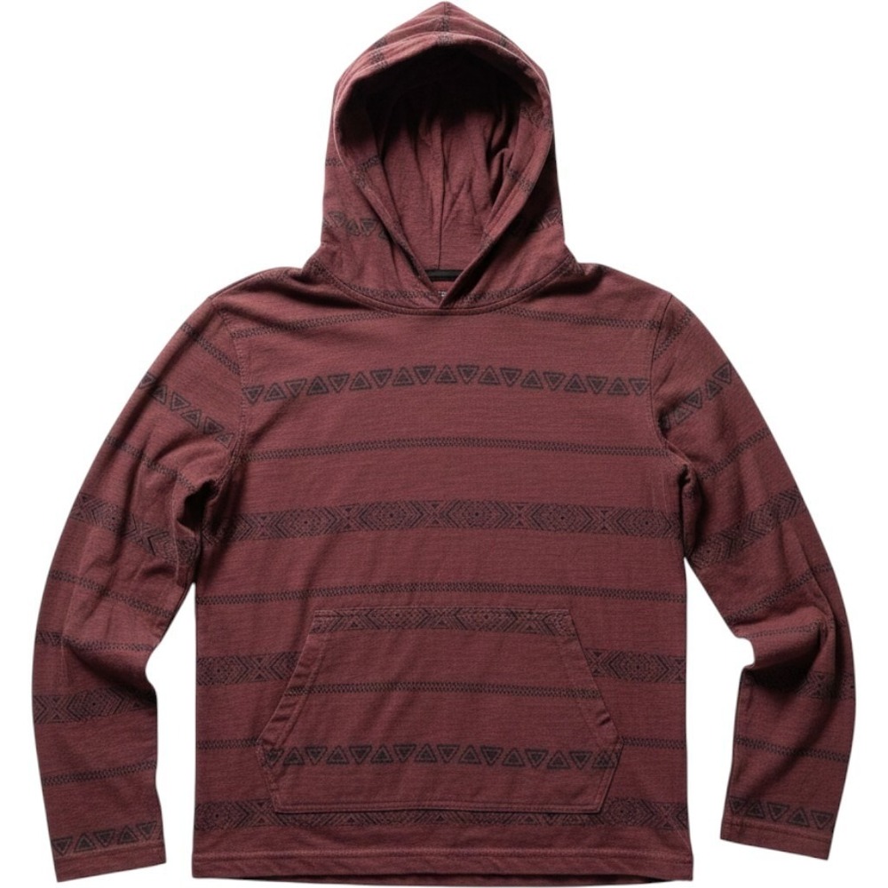 Ocean Current Hoodie Women M Burgundy Tribal Print Long Sleeve Lightweight